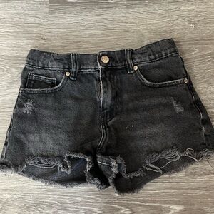 Zara Kids Black Denim Distressed Shorts